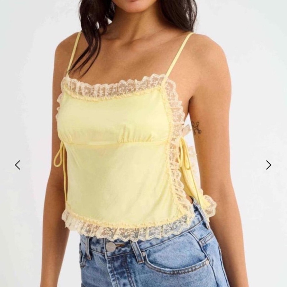 Rumored Meadow Yellow Lace Trim Camisole